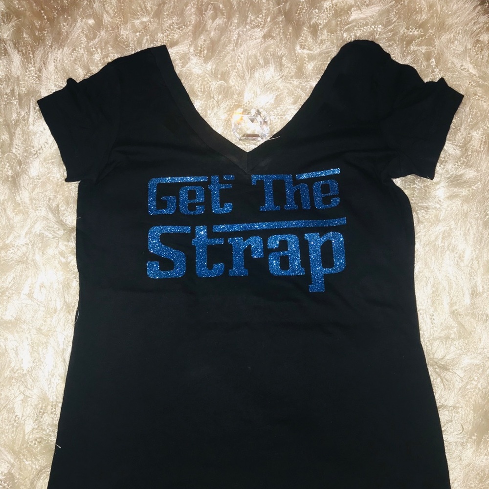 Black “get the strap” 50 cent novelty T